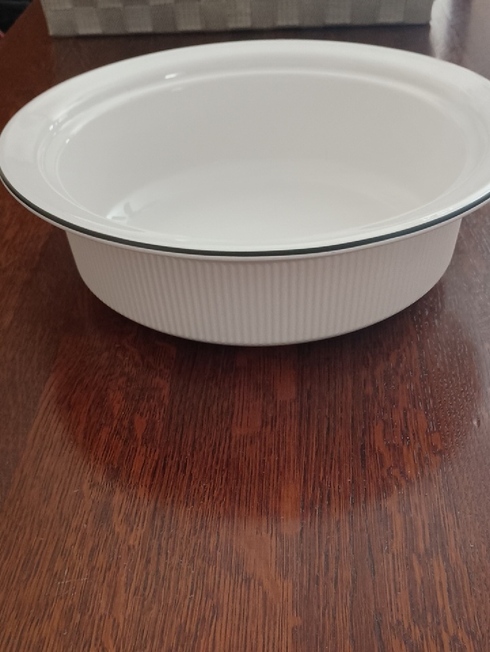 CorningWare French White Ribbed Black Pinstripe 2.5 Qt Casserole Dish (t222)